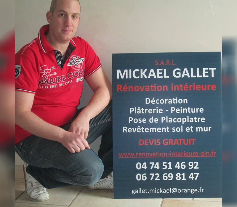 Mickaël Gallet, artisan peintre-plaquiste à Saint-Paul-de-Varax